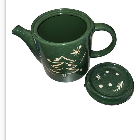The Main Ingredients Pantry Ware Dark Green Ceramic Teapot White Christmas Tree - Picture 1 of 4